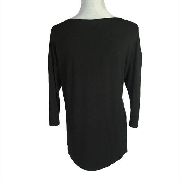 Peter Nygard Black Floral Polyester Blend Top Size 6-8 - Picture 2 of 3